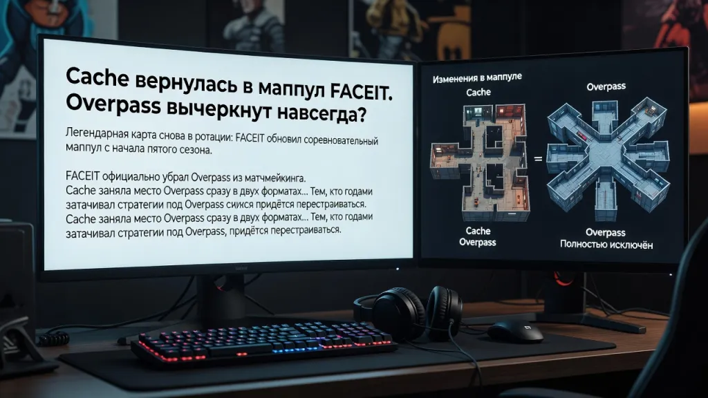 Cache вернулась в маппул FACEIT. Overpass вычеркнут навсегда?